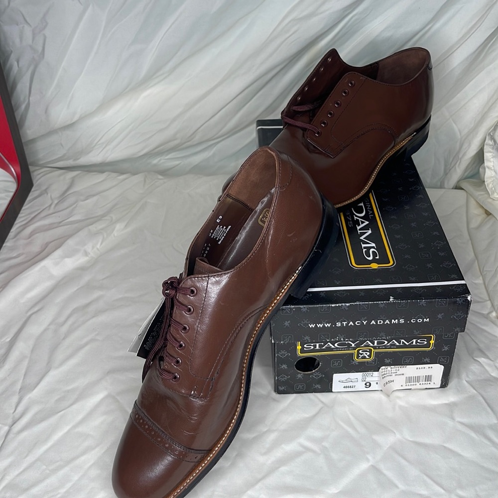 Stacy Adams Madison Oxford Brown Dress Shoes Size 9 1/2 D